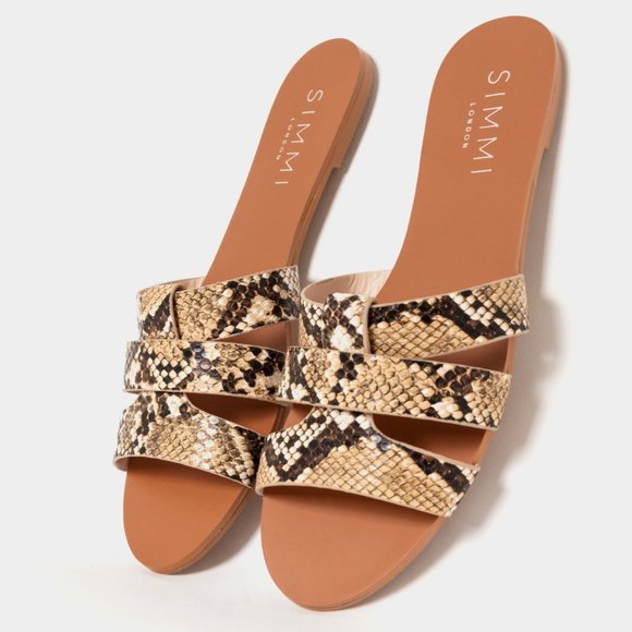 New Simmi Snake Cutout Sliders Sandals 8 - Picture 1 of 6